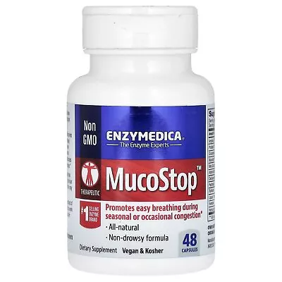 Enzymedica MucoStop 48 Capsules Casein-Free Dairy-Free Egg-Free Gluten-Free • $27.74