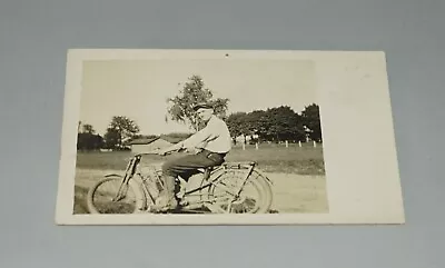 Original Early 1900s Harley-davidson Motorcycle Real Photo Postcard Rppc (inv16) • $10