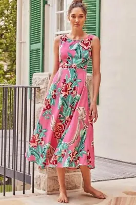 Mr Mister Zimi Vintage Midi Dress In Honolulu Pink Floral 6 Euc • $75