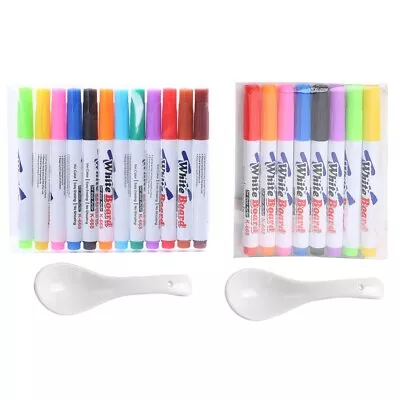 Magical Water Painting Pens With Spoon Erasable Colorful Whiteboard Marker Pens • £6.80