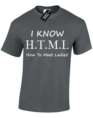 I Know Html Mens T Shirt Coder Hacker Css Web Designer Nerd Coding Party New • £7.99