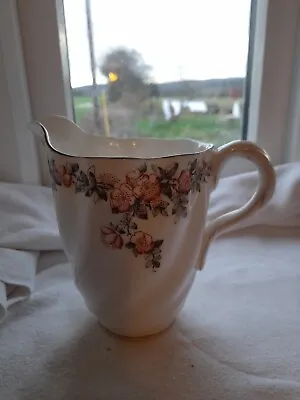 Antique Coalport Jug Orange/red Blossom Pattern Bone China Ripple Effect • £10