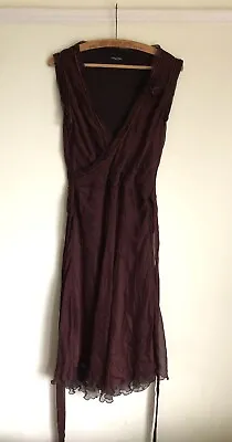 Massimo Dutti - Silk Chiffon Dress - Mulberry - Size S/m /eu 40 - Long • £24