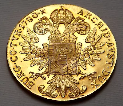 1780 Rare Collectable Gold Plated Maria Theresa Thaler Silver .833 Restrike • £27.95