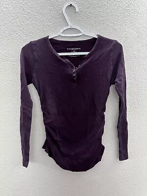 Womens Liz Lange Maternity Shirt Size XS Purple Long Sleeve Henley  • $9.97