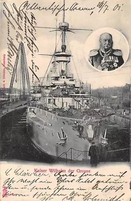 GERMANY ~ BATTLESHIP  SMS KAISER WILHELM DER GROSSE ~ Used Marine Ship Post 1901 • $14.99