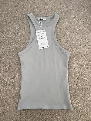 Zara Grey Racer Back Vest Top Size 8 BNWT • £9.95