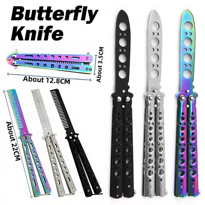 Rainbow Butterfly Comb Knife Metal Folding Practice Trainer Training Tool • $7.99