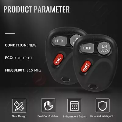 2 Remote Car Key Fob For GMC Sierra Chevrolet Silverado 1999 2000 2001 3 Buttons • $14.46