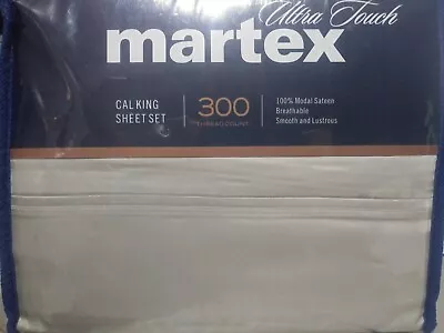 Martex 300 Thread Count 100% Cotton Modal Sateen California King Sheet Set Taupe • $59.95