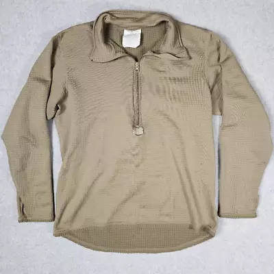 Military Waffleknit Half Zip Sweatshirt Thermal Cold Weather Tan MO • $19.98