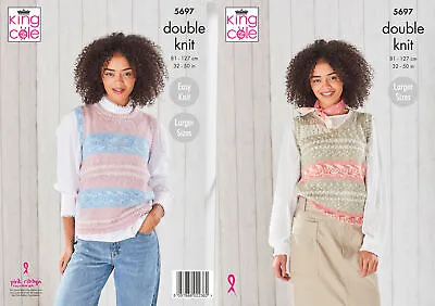 King Cole Ladies DK Knitting Pattern To Knit Round Or V Neck Tank Top 5697 • £4.99