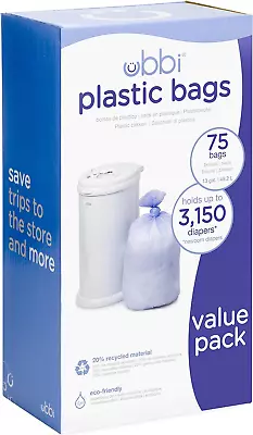 Ubbi Disposable Diaper Pail Plastic Bags Value Pack 75 Count 13-Gallon Bags • $22.86