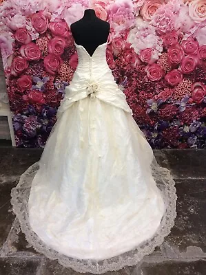 Ian Stuart Silk Lace Wedding Dress  Size 14 RRP £2400 Swarovski Crystals • £110