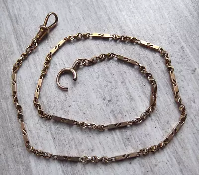 Victorian 9ct Rose Gold Fancy Link Albert Chain 14  (7.7 Grams) Scrap Or Repair • £148