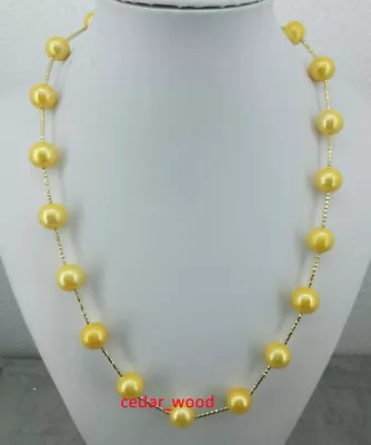 Genuine AAA+ 9-10mm Round Gold Akoya Pearl Necklace 18   14k Gold Clasp • $29.99