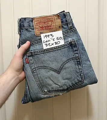 1993 Vintage Levi's 501 Made In USA Medium Wash Denim Jeans • $19