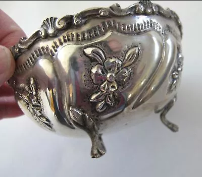 ORNATE FOOTED 800 Fine Silver REPOUSSE BOWL • $99