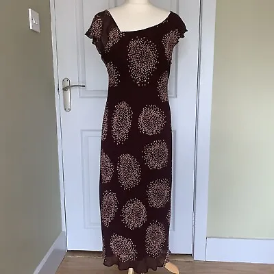 Maria Grachvogel Burgundy Pattern Asymmetric Column 100% Silk Dress 16 Cruise • £30