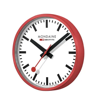 MONDAINE Wall Clock Red/white Diameter 25 Cm A990.CLOCK.11SBC • $211.67