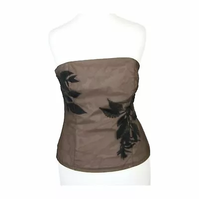 Coast Brown Lace Embroidery Bodice Top UK 8 Pic297 • £0.99