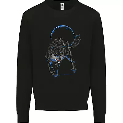 Abstract Wolf With The Moon Werewolf Lycan Mens Sweatshirt Jumper • $35.38