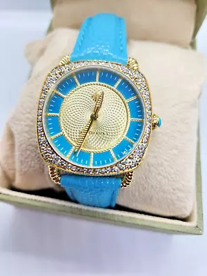 Judith Ripka Gold-tone Sleeping Beauty Turquoise Cowhide Ladies Watch W/Box • $75