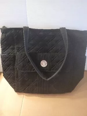 Vintage Vera Bradley Classic Quilted Cotton Large Black Tote Bag Shoulder  • $32.99