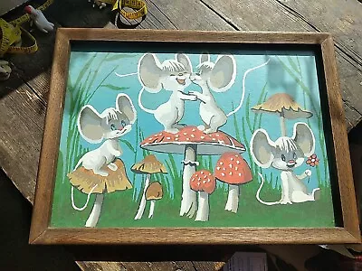 🍄🍄🐀Vintage Paint By Number Mice Family And Mushrooms 1972 Mouse Friends 🍄🐭 • $19.98