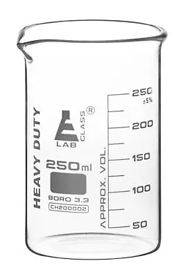 Heavy Duty Beaker 250ml - 5mm Thick Walls - Borosilicate 3.3 Glass - Eisco Labs • $11.39