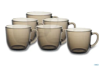 £8.99 • Buy Glass Mugs Smoke Mug 6pc Brown Coffee Mugs Tea Cups Latte Hot Drink Glasses SML