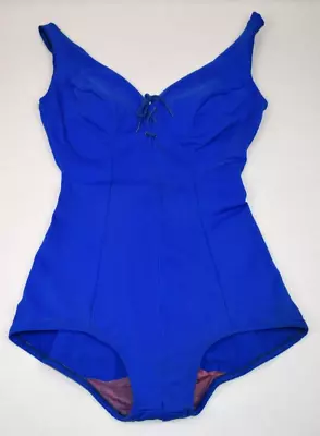 Swimsuit VTG Cole Of California 50s 60s  Royal Blue Lace Up Bust Pin Up Sz XS/S • $138.37