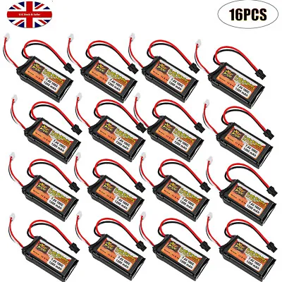 7.4V 1200mAh 100C 2S Battery SM 2PIN Plug LiPo Battery For RC Car Boat Airplane • £12.98