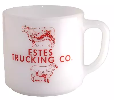 Vintage Federal Estes Trucking Co  Advertising Mug White Milk Glass Sheep • $27.95