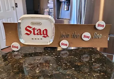 Vintage RARE Stag Beer Advertising Sign Join The Line 19  KCS Carling *READ* • $449.95