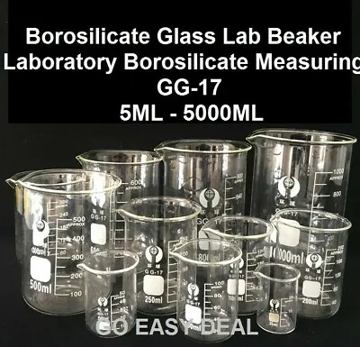 5ML-5000ML Borosilicate Glass Lab Beaker Laboratory Borosilicate Measuring GG-17 • $21.60