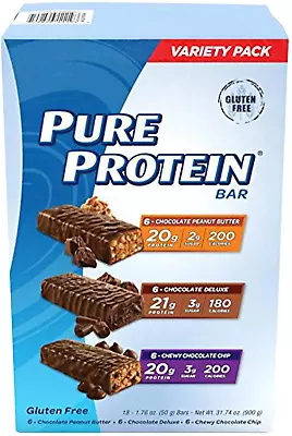 Pure Protein Bars Healthy Snacks Support Energy Variety Pack 1.76 Oz 18 Pack • $32.98