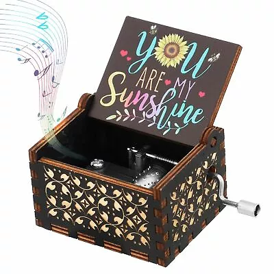 You Are My Sunshine Black Engraving Personalized Hand-Granked Small Music Boxes • £6.22