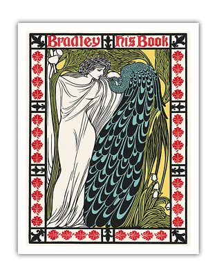 The Kiss - Woman With Peacock - Vintage Art Nouveau Poster William Bradley 1896 • $12.98