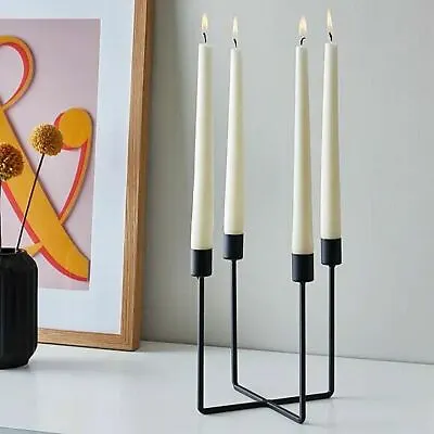 Black Dinner Candelabra 4 Pillar Candle Holder Retro Dining Light Centrepiece • £14.23