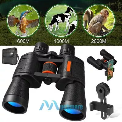 NEW German 20X50 High Power Binoculars HD Night Vision Waterproof + Phone Clips • $36.63