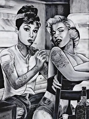 Audrey & Marilyn Tattooing Each Other (18x24 Poster) • $25