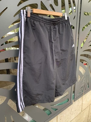 $29 • Buy Adidas Shorts Mens Size XL Black White Stripe Polyester Free Postage -Tracking