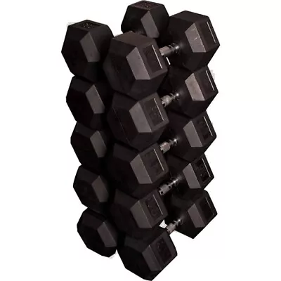 French Fitness Rubber Coated Hex Dumbbell Set 80-100 Lbs (New) • $1999