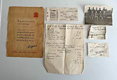 Ww2 Home Guard Lot X6 Certificate Of Service  Photo Log Receipts • £24.95