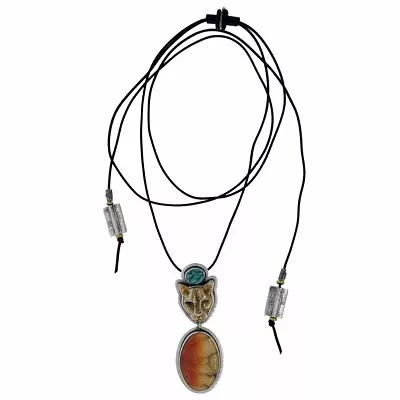 Tabra 925 Sterling Silver & Bronze Jaguar Coral Pendant Necklace Esme's Vault • $316