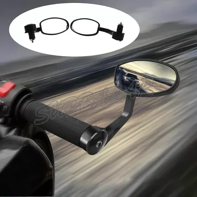 Universal 7/8  Handle Bar End Rearview Side Mirrors Motorcycle  Black New • $19.99
