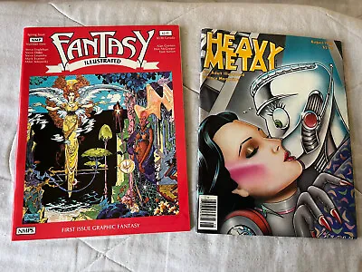 2 Vintage '80's Mags:  Heavy Metal  (Aug 1989) & Fantasy Illustrated  (1982) • $19.60