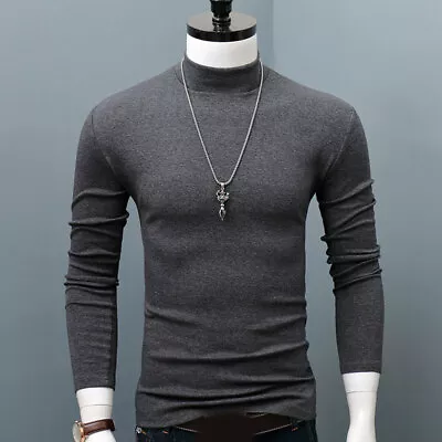 Mens Mock Turtle Neck Sweater Top T-Shirt Shirt Tee Extra Soft Winter Warm Ne • $9.31