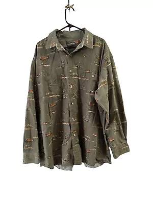 Woolrich Mens Duck Mallard Green Button Down Hunting Shirt XXL • $16